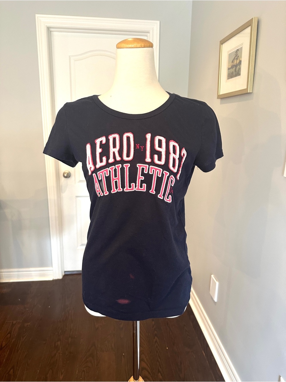 Aeropostale Navy Short Sleeve 'Aero 1987 Athletic' Tee - Size L